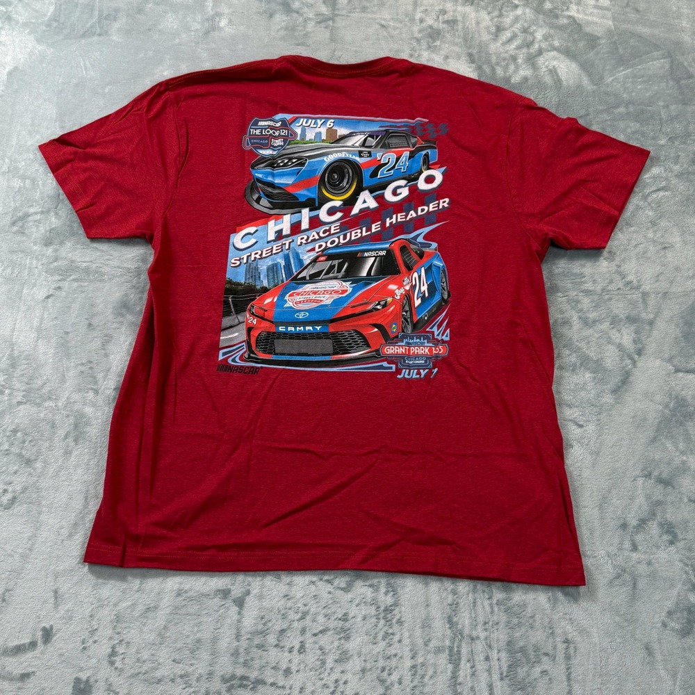 NASCAR Chicago Street Race Double Header T-Shirt Red XL CHI1MT002405 NWT